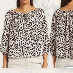 NWT Sanctuary Free Spirit Blouse - Size S - paint spots cream/brown